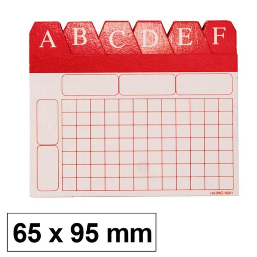 [209483] ÍNDICE ALFABÉTICO PARA FICHEROS 65 X 95 MM Nº 1