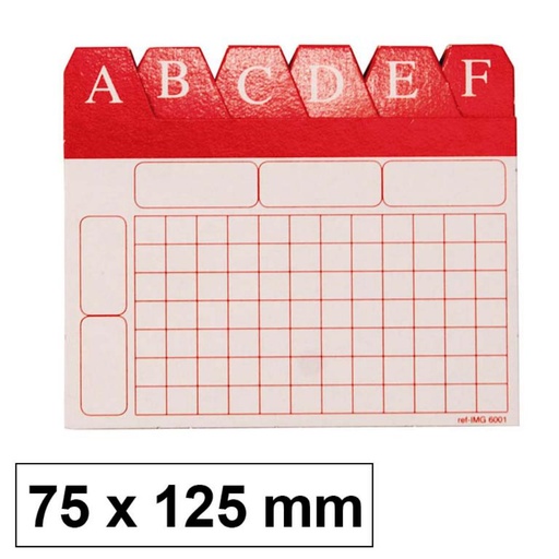 [209482] ÍNDICE ALFABÉTICO PARA FICHEROS 75x125MM Nº 2