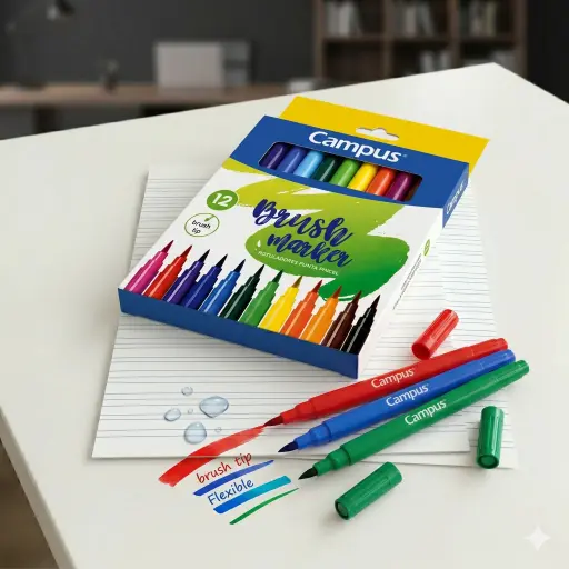 [630843] ROTULADOR CAMPUS PUNTA PINCEL 12 COLORES