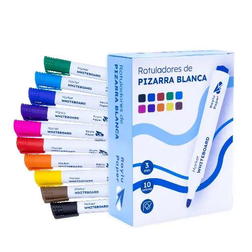 [704355] ROTULADOR DE PIZARRA BLANCA RAYLU FLOW CAJA 10 SURTIDOS 1 POR COLOR