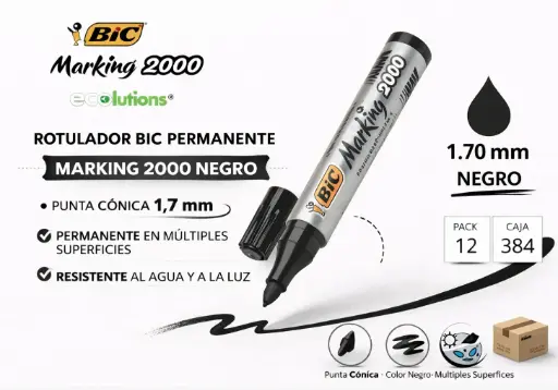 [140261] ROTULADOR BIC PERMANENTE MARKING 2000 NEGRO PUNTA CONICA