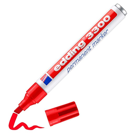 [119076] ROTULADOR EDDING PERMANENTE 3300 PUNTA BISELADA ROJO