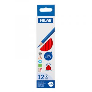 [825370] LAPICES COLORES MILAN UNICOLOR ROJO 12 UNIDADES