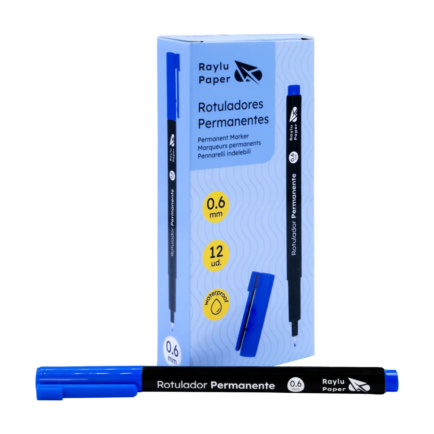 [080503] ROTULADOR PERMANENTE RAYLU PAPER DATA PEN FINO 0,6 MM AZUL