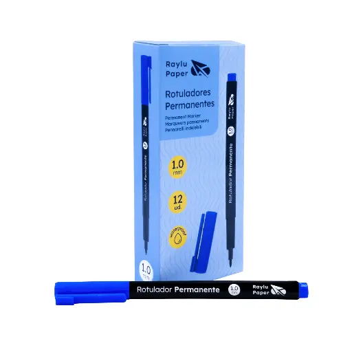 [080507] ROTULADOR PERMANENTE RAYLU PAPER DATA PEN  MEDIO 1 MM AZUL
