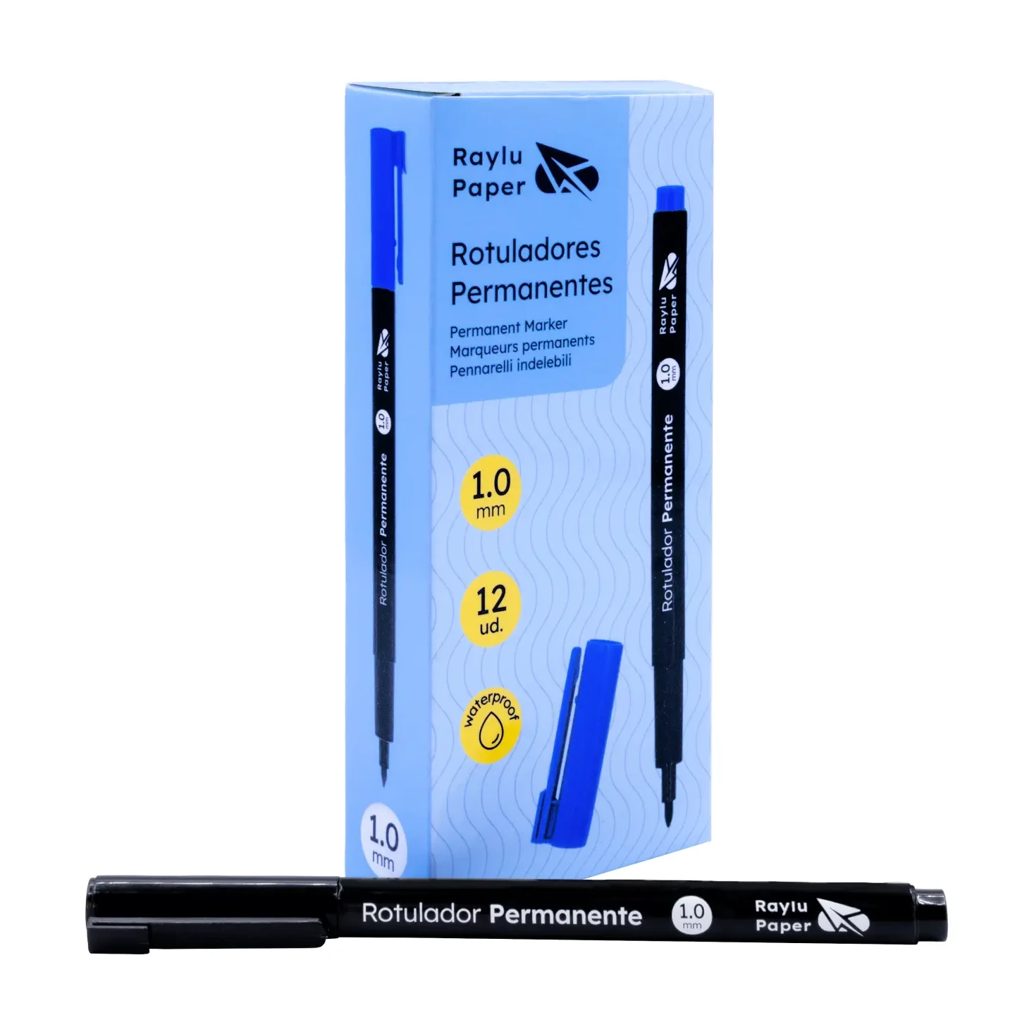 [080506] ROTULADOR PERMANENTE RAYLU PAPER DATA PEN  MEDIO 1 MM NEGRO