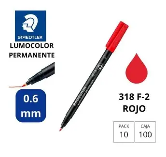 [080230] ROTULADOR STAEDTLER LUMOCOLOR PERMANENTE 318-2 ROJO PUNTA FINA