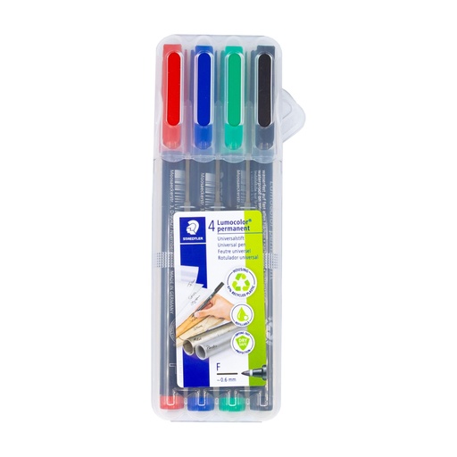 [249467] ROTULADOR STAEDTLER LUMOCOLOR PERMANENTE ESTUCHE 4 UDS PUNTA FINA