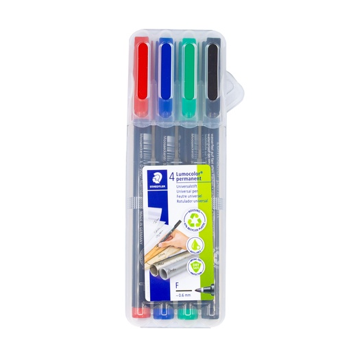 [249467] ROTULADOR STAEDTLER LUMOCOLOR PERMANENTE ESTUCHE 4 UDS PUNTA FINA