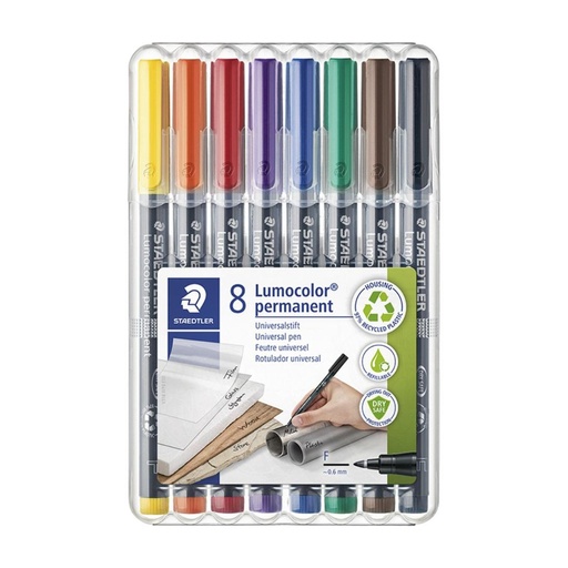 [080237] ROTULADOR STAEDTLER LUMOCOLOR PERMANENTE ESTUCHE 8 UDS PUNTA FINA