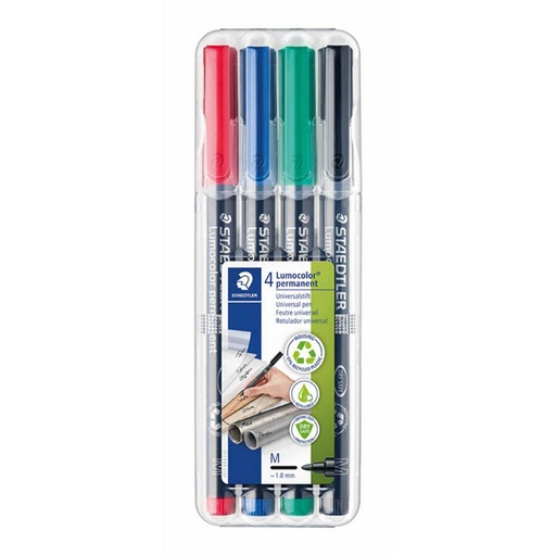 [249461] ROTULADOR STAEDTLER LUMOCOLOR PERMANENTE ESTUCHE 4 UDS PUNTA MEDIA