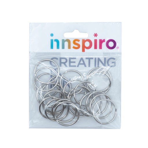 [650397] ANILLAS DOBLES METÁLICAS INNSPIRO 25MM PLATEADAS BOLSA 24UDS