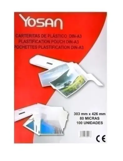 [220536] FUNDA PLASTIFICAR YOSAN A3 426x303MM 80 MICRAS CAJA 100 UNIDADES