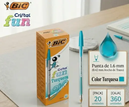 [118927] BOLÍGRAFO BIC CRISTAL FUN AZUL TURQUESA 