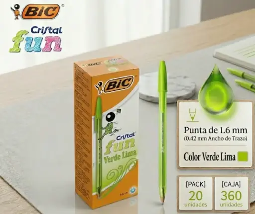 [118928] BOLÍGRAFO BIC CRISTAL FUN VERDE CLARO