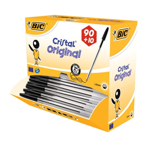[118797] BOLÍGRAFO BIC CRISTAL NEGRO PACK ESCOLAR 100 UDS