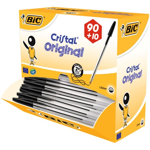 [118797] BOLÍGRAFO BIC CRISTAL NEGRO PACK ESCOLAR 100 UDS