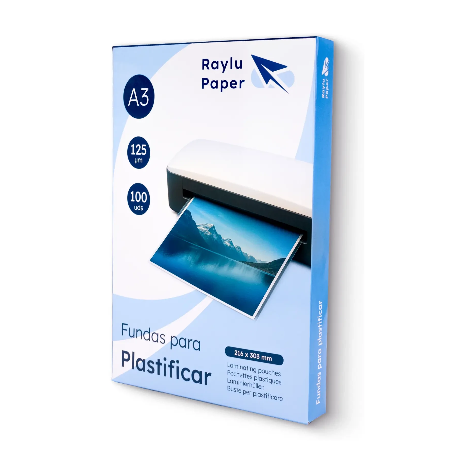 [220201] FUNDAS DE PLASTIFICAR A3 303x426 MM 125 MICRAS RAYLU CAJA 100 UDS
