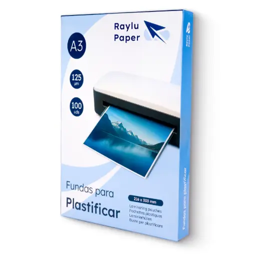 [220201] FUNDAS DE PLASTIFICAR A3 303x426 MM 125 MICRAS RAYLU CAJA 100 UDS