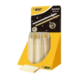 [119098] BOLÍGRAFO BIC CRISTAL ORO Y PLATA TINTA AZUL EXPOSITOR