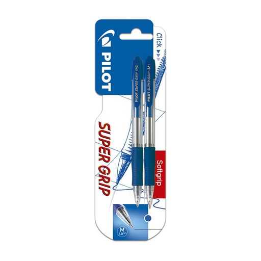[118886] BOLÍGRAFO PILOT SUPER GRIP BLISTER 2 AZUL
