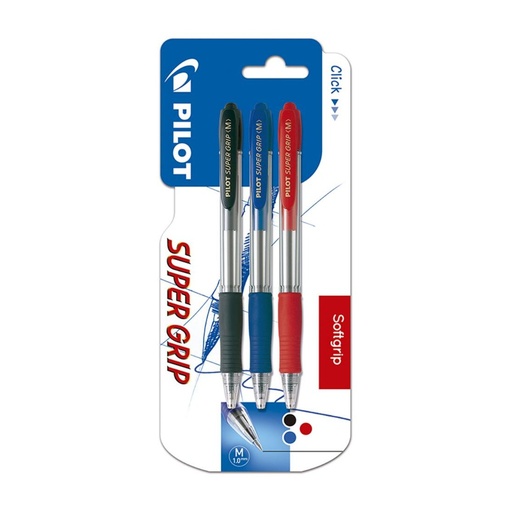 [118888] BOLÍGRAFO PILOT SUPER GRIP BLISTER 3 SURTIDOS