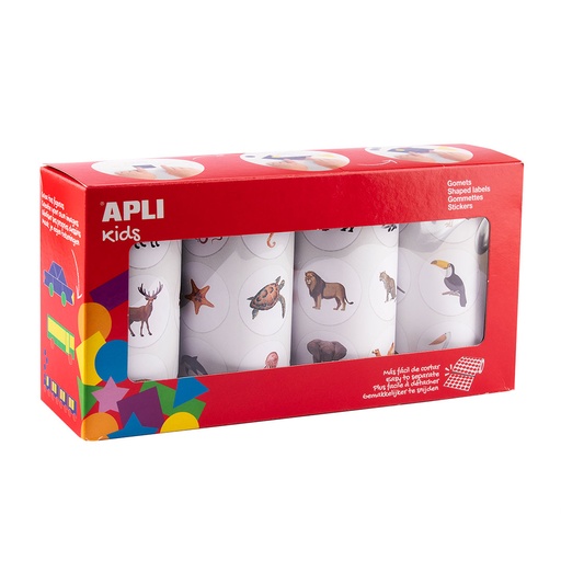 [825717] GOMETS TEMÁTICOS DE ANIMALES 4 ROLLOS – 1.400 GOMETS