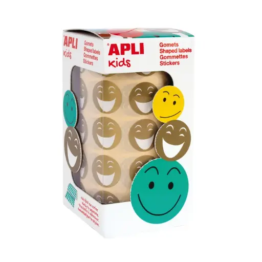 [650360] GOMETS APLI CARA FELIZ Ø 20 MM METALIZADOS ORO ROLLO