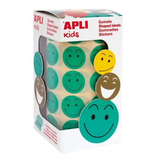 [650359] GOMETS APLI CARA FELIZ Ø 20 MM VERDES ROLLO