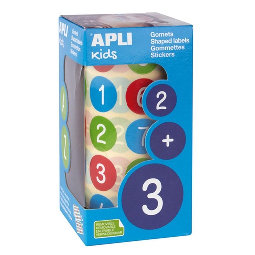 [649183] GOMETS APLI CIRCULO 20 0 NUMEROS 3 COLORES ROLLO