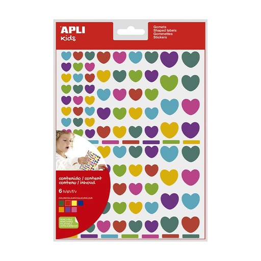 [028453] GOMETS APLI CORAZON MULTICOLOR (6 HOJAS – 624 UDS)