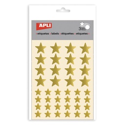 GOMETS APLI ESTRELLAS 12,5 Y 19,5 MM METALIZADOS ORO 3 HOJAS BOLSA