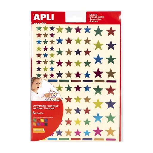 [028451] GOMETS APLI ESTRELLAS MULTICOLOR METALIZADAS PERMANENTES 6 HOJAS BOLSA