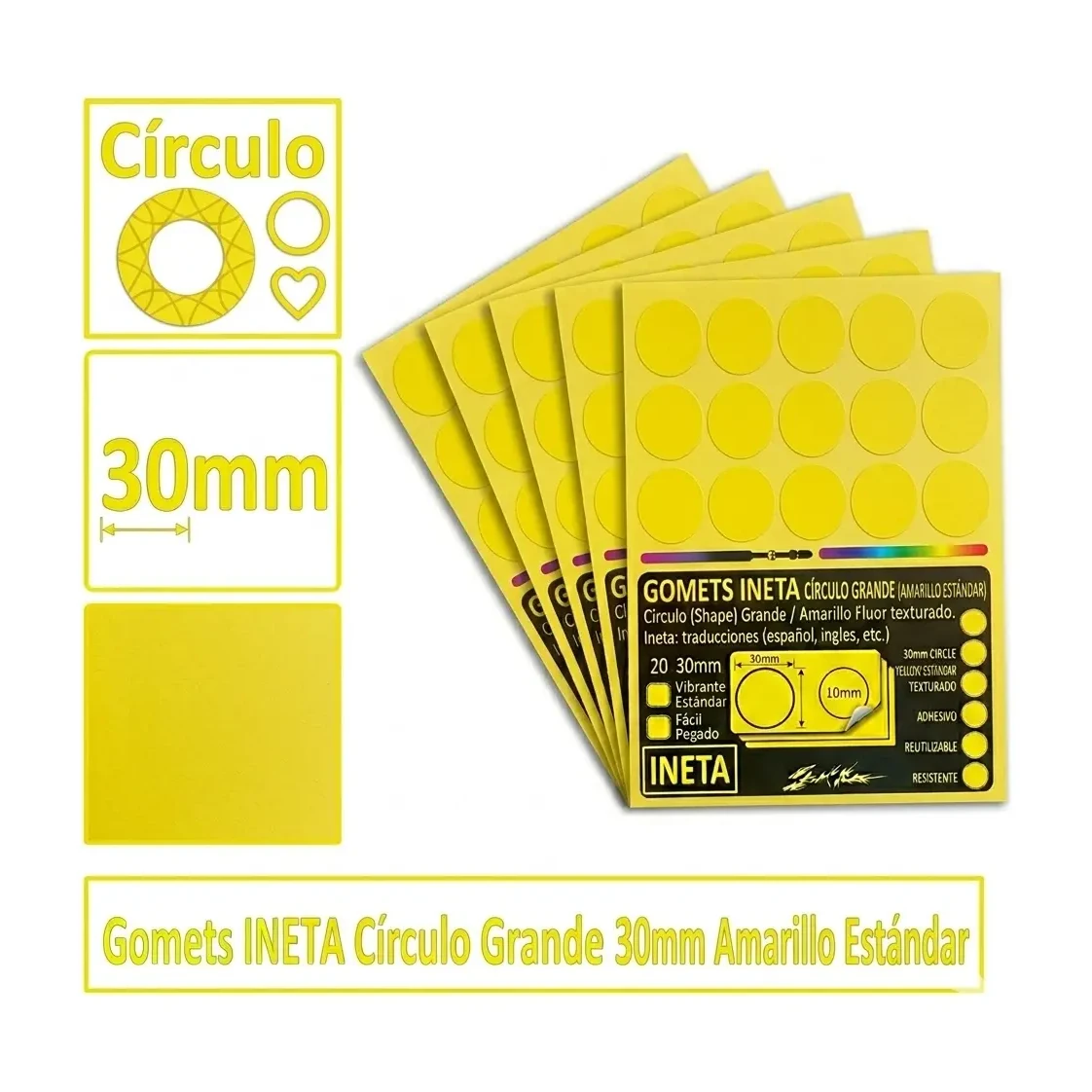 [513030] GOMETS INETA CÍRCULO GRANDE AMARILLO ROLLO 1680 UDS