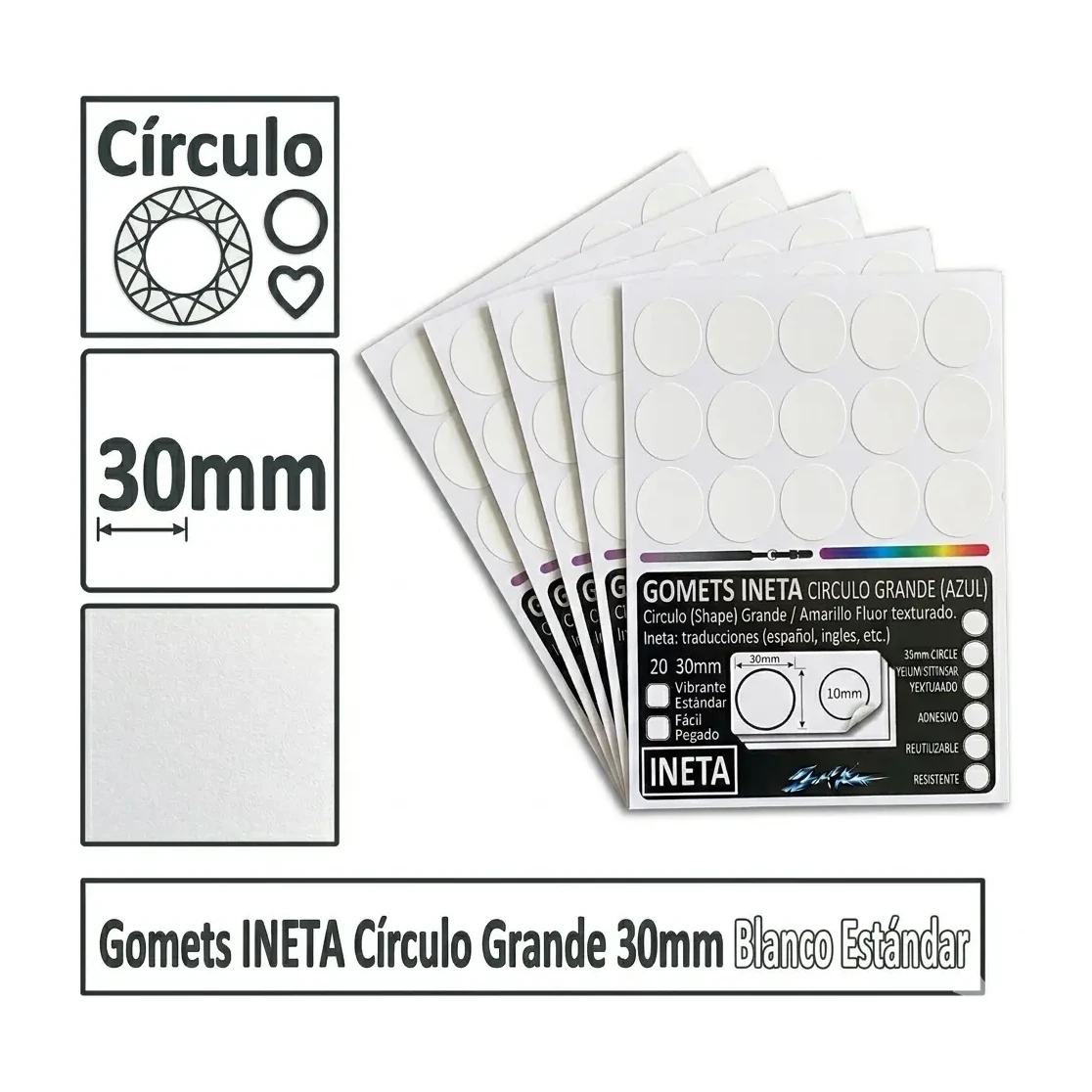 [513031] GOMETS INETA CÍRCULO GRANDE BLANCO ROLLO 1680 UDS