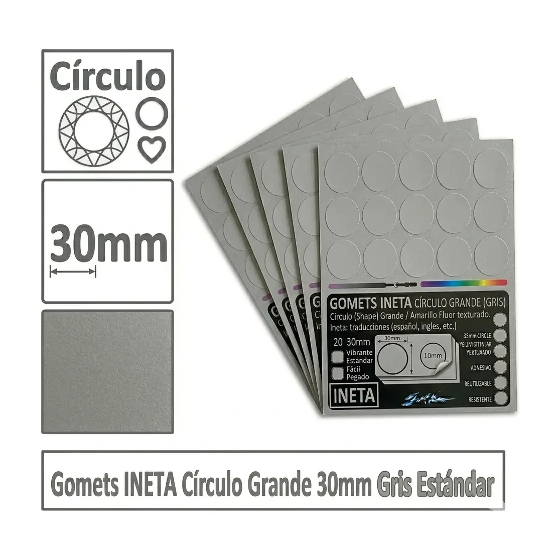 [513040] GOMETS INETA CÍRCULO GRANDE GRIS ROLLO 1680 UDS