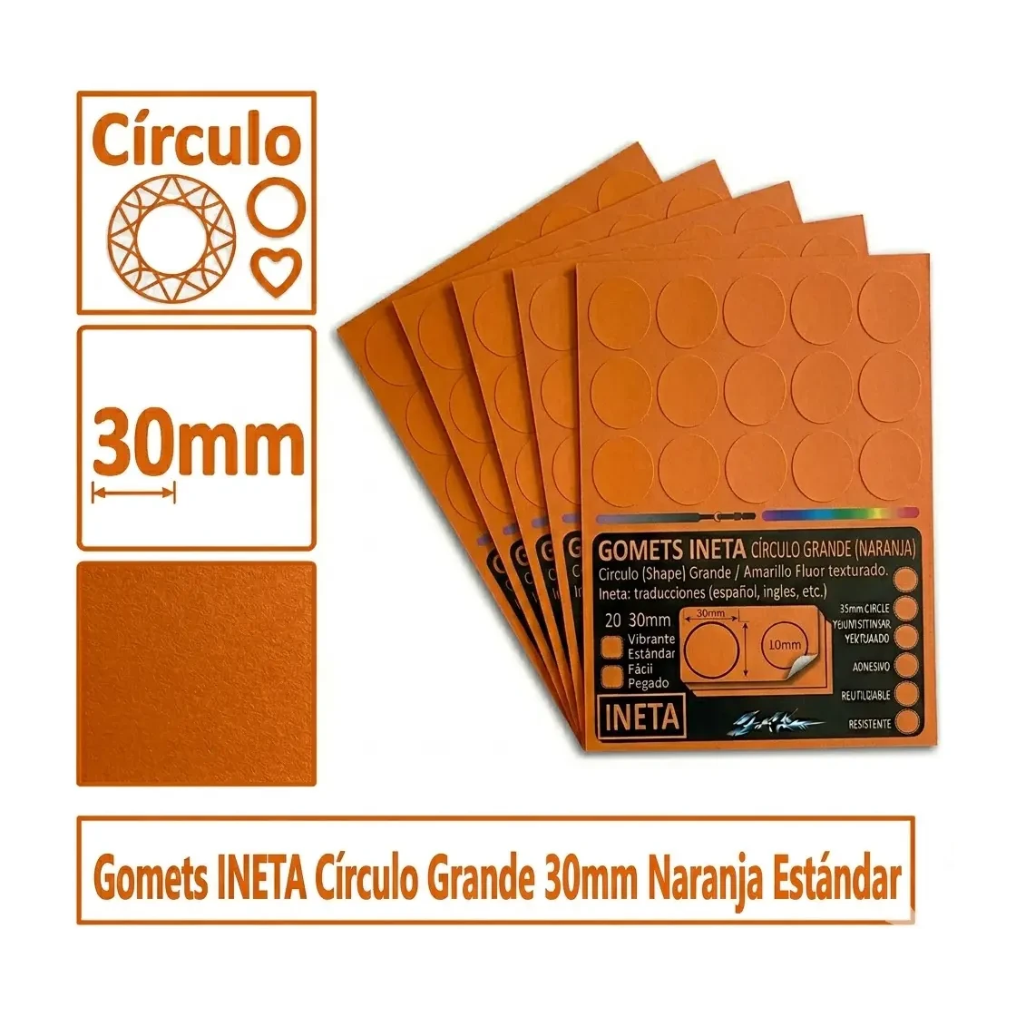 [513032] GOMETS INETA CÍRCULO GRANDE NARANJA ROLLO 1680 UDS