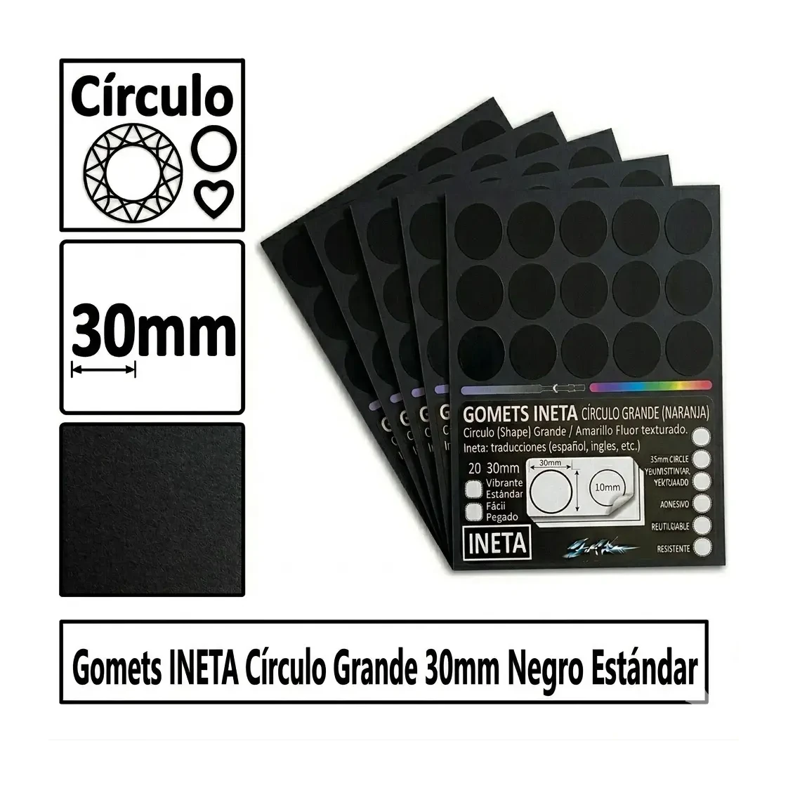 [513038] GOMETS INETA CÍRCULO GRANDE NEGRO ROLLO 1680 UDS