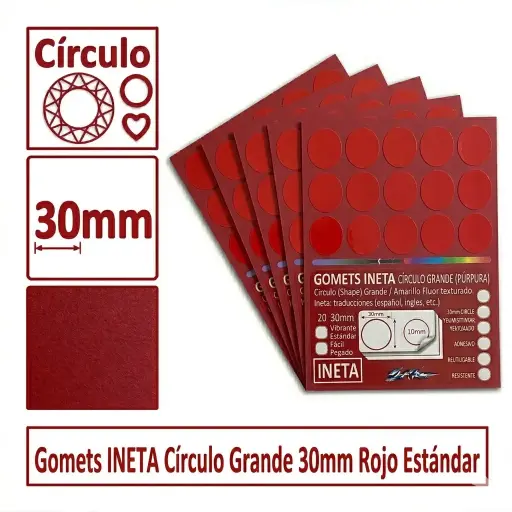 [513033] GOMETS INETA CÍRCULO GRANDE ROJO ROLLO 1680 UDS