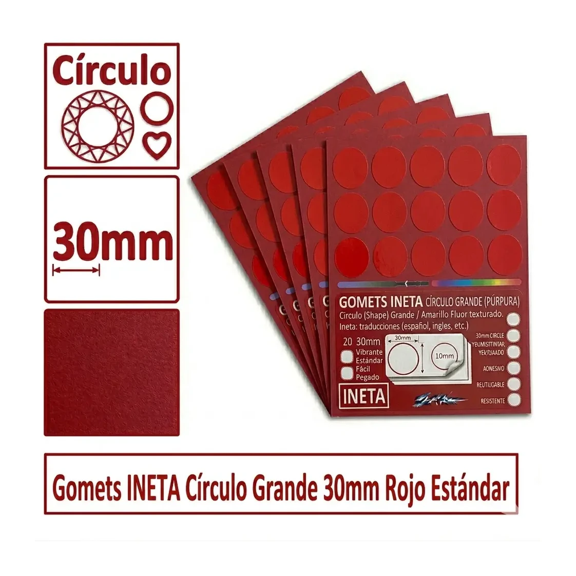 [513033] GOMETS INETA CÍRCULO GRANDE ROJO ROLLO 1680 UDS