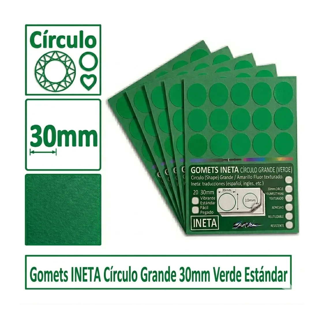 [513036] GOMETS INETA CÍRCULO GRANDE VERDE ROLLO 1680 UDS
