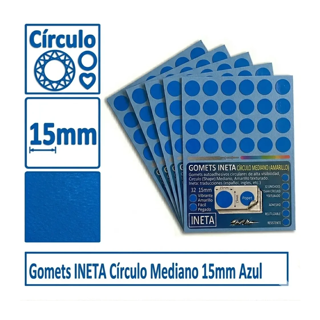 [825567] GOMETS INETA CÍRCULO MEDIANO AZUL ROLLO 2688 UDS