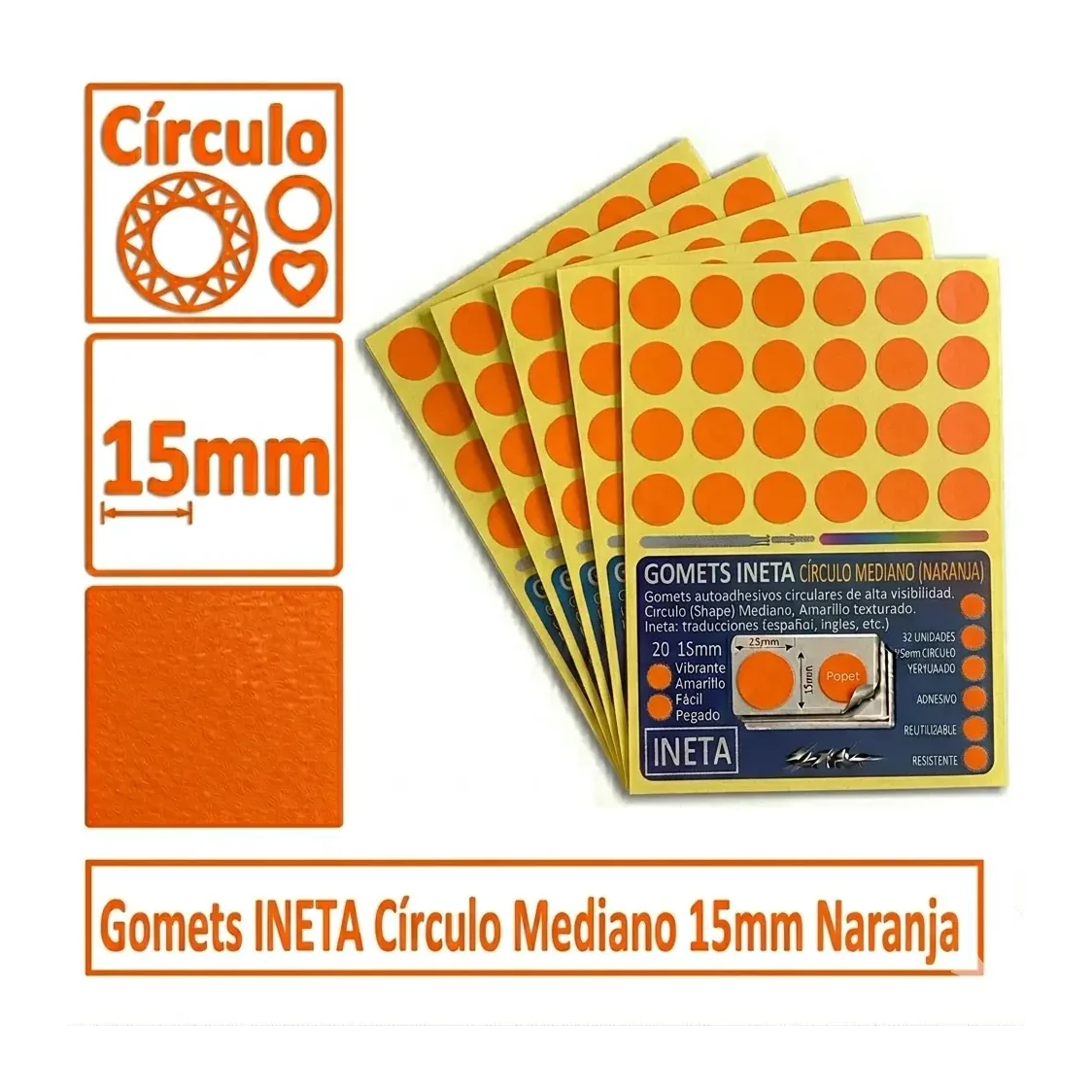 [825698] GOMETS INETA CÍRCULO MEDIANO NARANJA ROLLO 2688 UDS