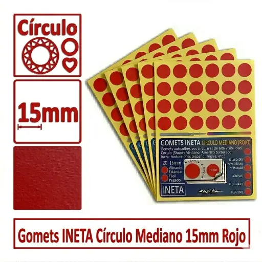 [825566] GOMETS INETA CÍRCULO MEDIANO ROJO ROLLO 2688 UDS