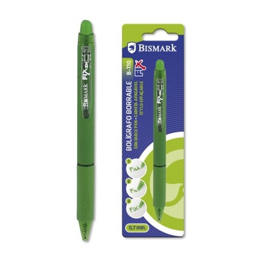 [825386] BOLÍGRAFO BORRABLE VERDE CLIC RETRÁCTIL 