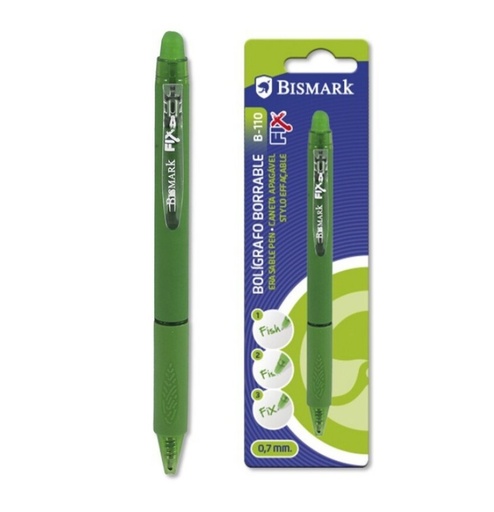 [825386] BOLÍGRAFO BORRABLE VERDE CLIC RETRÁCTIL 
