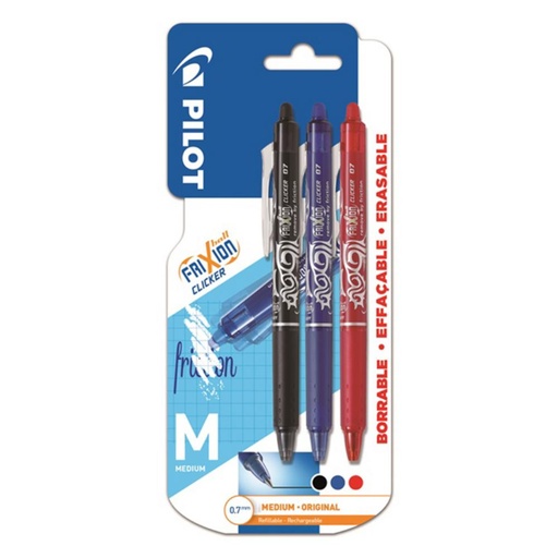 [118889] BOLÍGRAFO PILOT FRIXION CLICKER BLISTER 3 SURTIDOS