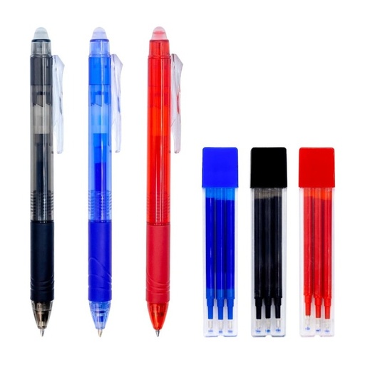 [120792] BOLÍGRAFO RAYLU IGNITE BORRABLE BOLSA 3 BOLIGRAFOS 1AZ 1NG 1RJ + 3 RECAMBIOS 1AZ 1NG 1RJ