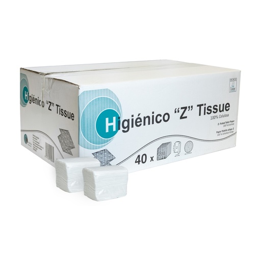 [825203] PAPEL HIGIÉNICO EN Z 2 CAPAS  CAJA 40 PAQUETES