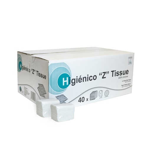 [825203] PAPEL HIGIÉNICO EN Z 2 CAPAS  CAJA 40 PAQUETES